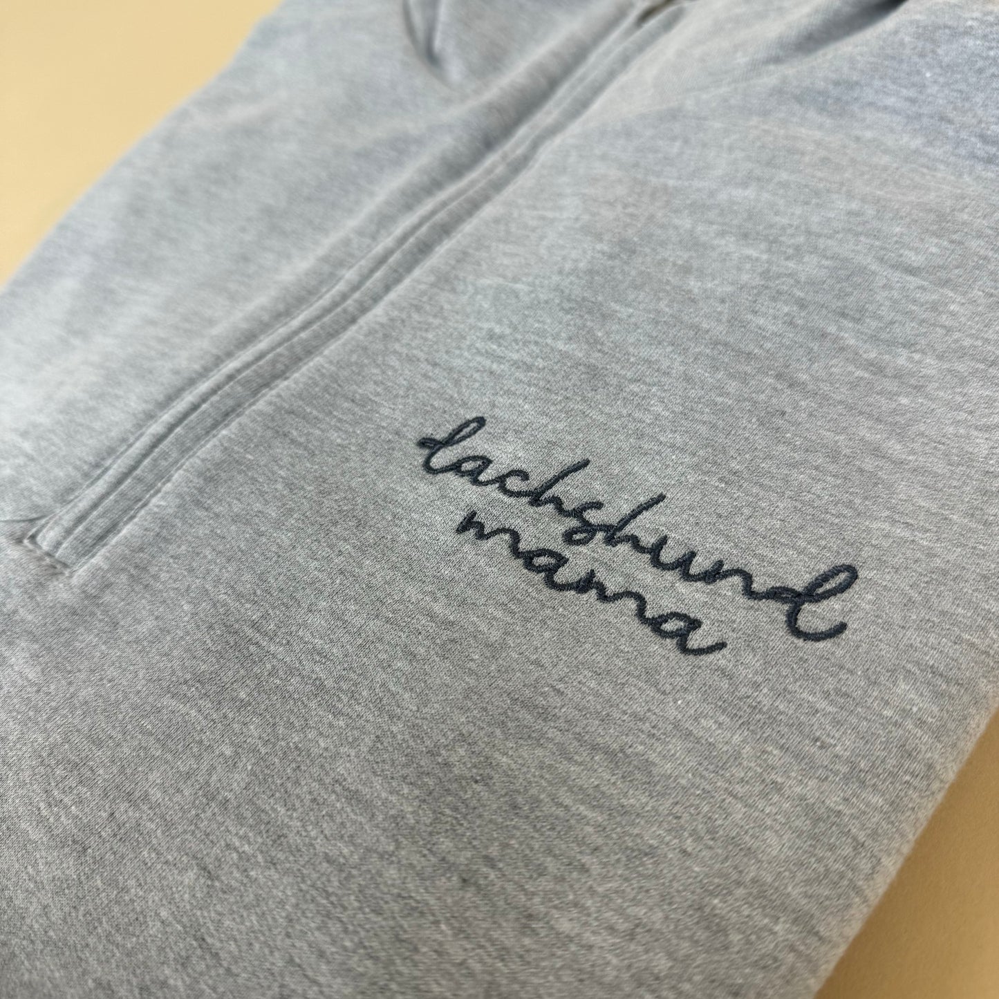 Embroidered 1/4 Zip Sweatshirt  - Heather Grey