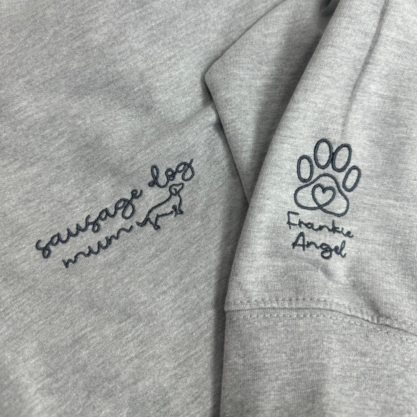 Embroidered 1/4 Zip Sweatshirt  - Heather Grey