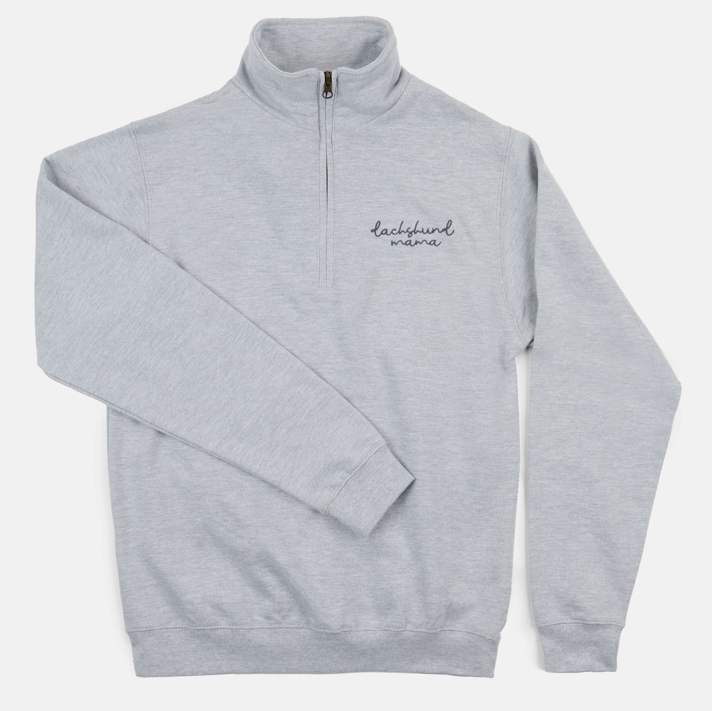 Embroidered 1/4 Zip Sweatshirt  - Heather Grey