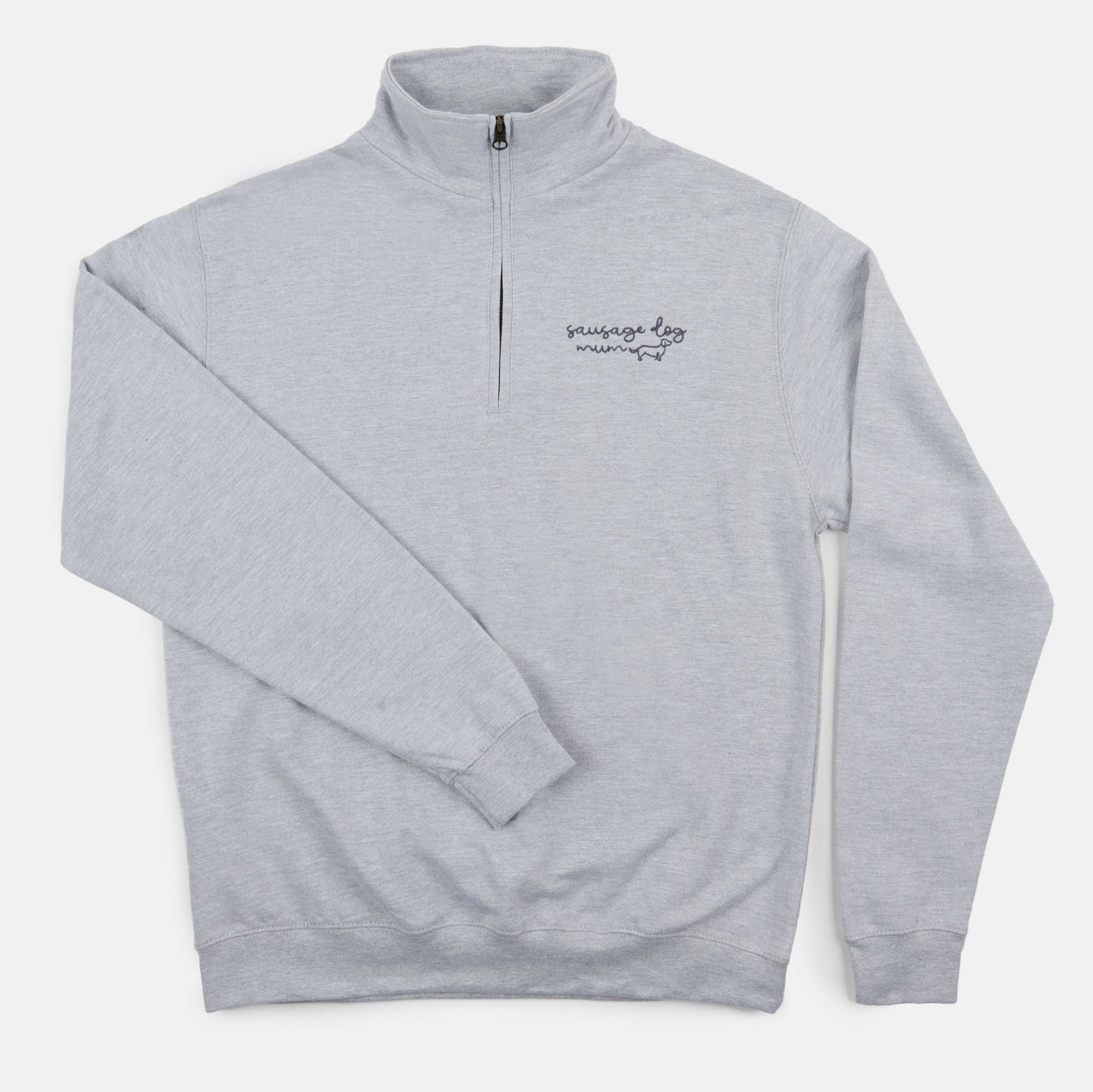 Embroidered 1/4 Zip Sweatshirt  - Heather Grey