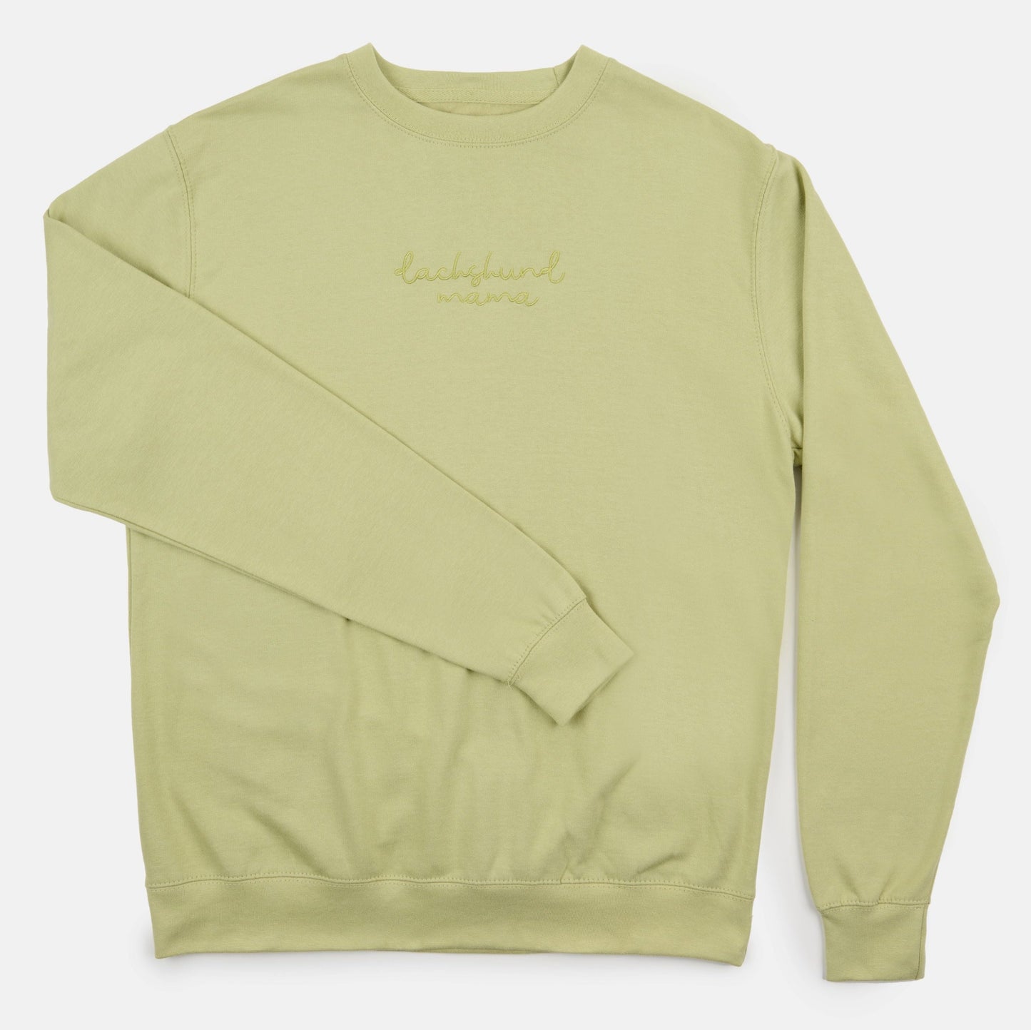 Embroidered Sweatshirt - Dachshund Mama - Pistachio